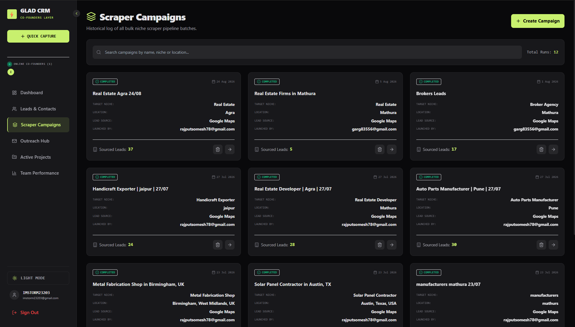 Lead Enrichment Platform dashboard screen 3