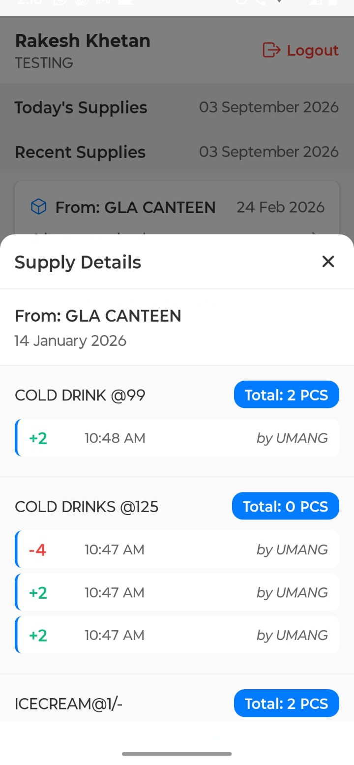 Canteen Inventory & Customer Management mobile screen 3